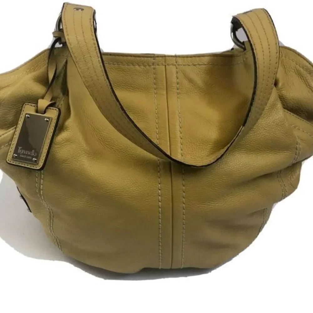 Tignanello Handbag Genuine Leather yellow Satchel